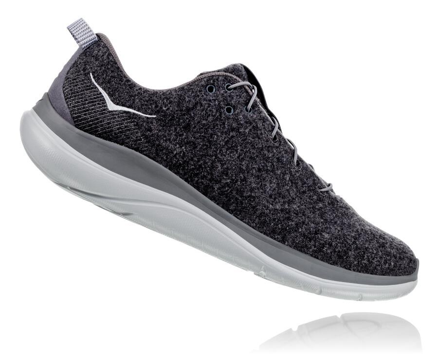 Hoka One One Hardloopschoenen Dames - Hupana Flow Wool - Donkergrijs - LD2463197